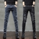 子男士 潮牌韩版 弹力灰色潮流秋冬牛仔裤 冬季 裤 小脚裤 长裤 修身 百搭