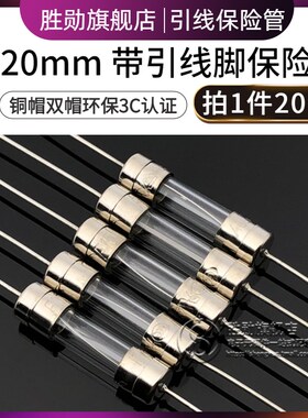 5*20mm带引线脚玻璃保险管 8A/250V F8AL 双帽环保3C高品质保险丝