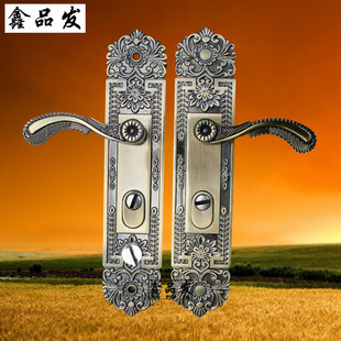 【鑫品发小花青古】全铝合金面板 防盗门锁具配件直销 防盗门把手