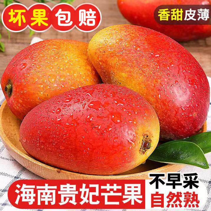 9斤海南贵妃芒果需催熟芒果包邮新鲜水果红金龙芒薄核肉厚贵妃芒
