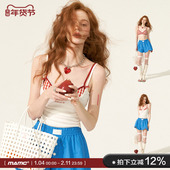 白色修身 MAMC蕾丝格子胸衣吊带背心女内搭2024夏季 新款 带胸垫上衣