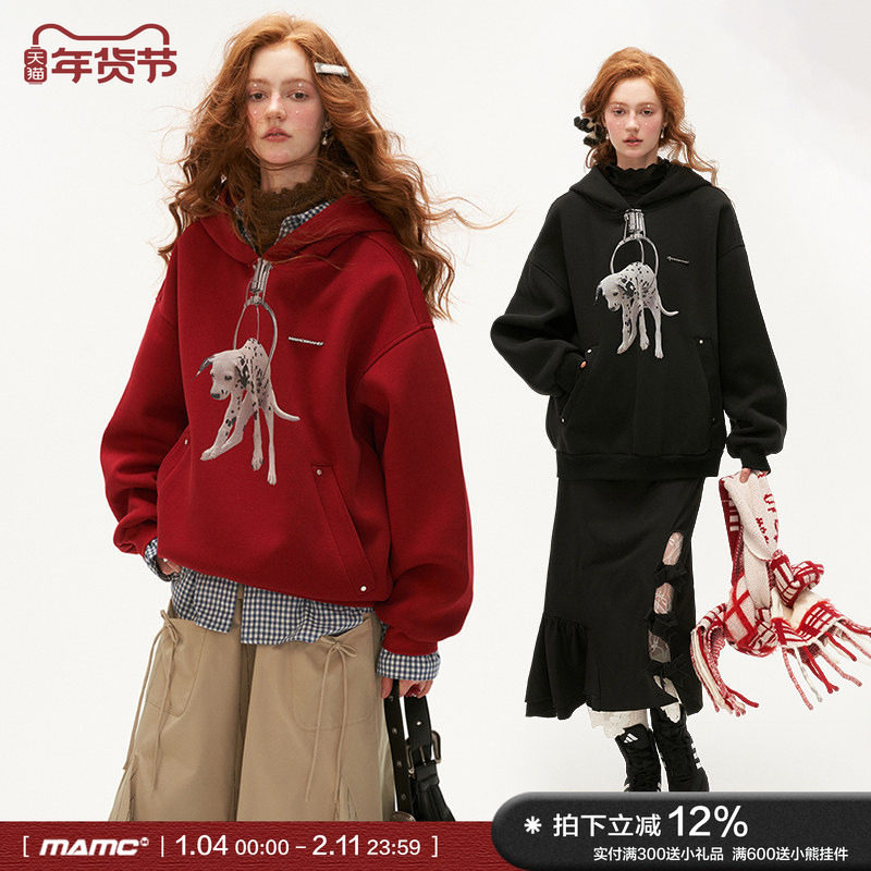 MAMC夹娃娃斑点狗空气层连帽卫衣女秋冬2024新款宽松休闲长袖外套,女装/女士精品,卫衣/绒衫,淘宝优惠券,粉丝福利购,淘宝优惠卷