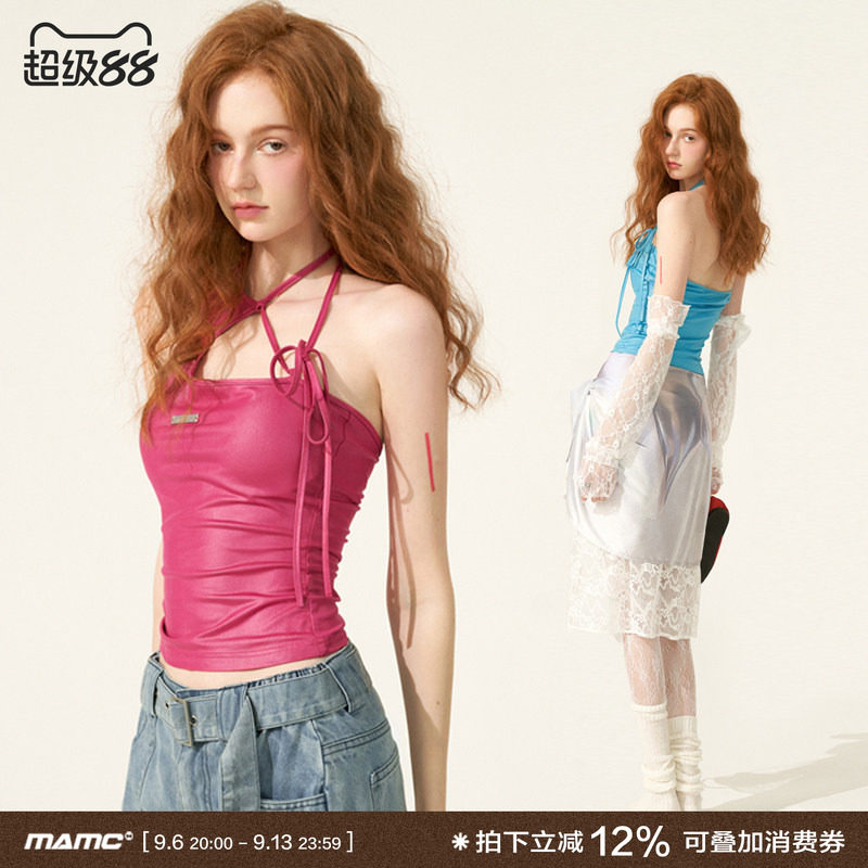 MAMC纯色不规则绑带背心内搭2024春夏季新款露背独特绝美小吊带