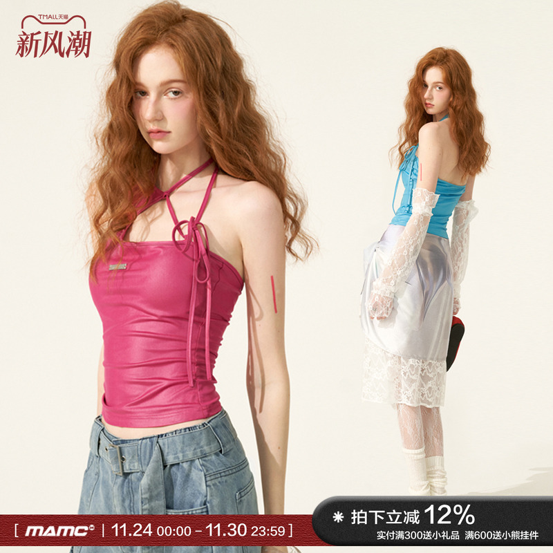 MAMC纯色不规则绑带背心内搭2024春夏季新款露背独特绝美小吊带