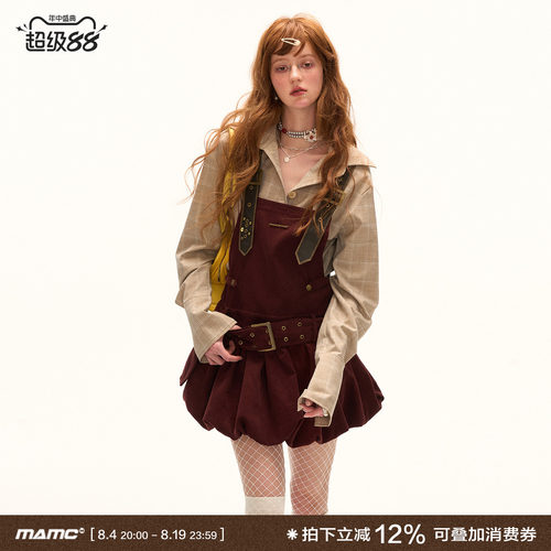 MAMC灯芯绒背带裙复古休闲裙子