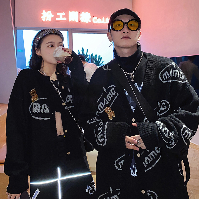 【预售30天】MAMC情侣款小熊开衫毛衣男女宽松外穿羊毛针织衫外套