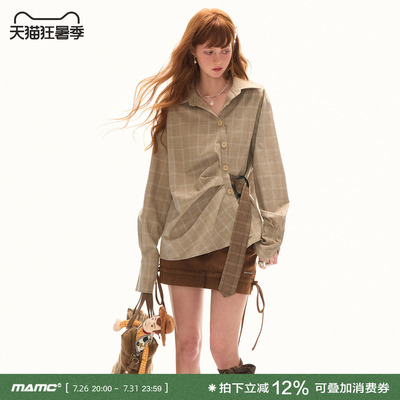 MAMC千鸟格纹腰带衬衫