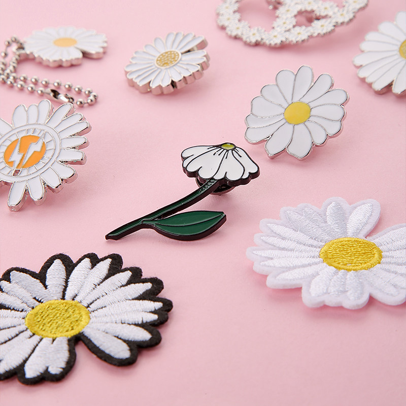 免缝布贴手缝熨烫补洞衣贴刺绣雏菊装饰图案衣服贴补丁贴裤子绣花