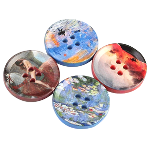 高档油画圆形女大衣钮扣高级黑色西装上衣男裤子纽扣百搭风衣扣子