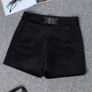 秋冬季外穿平绒短裤女2025新款高腰百搭黑色显瘦休闲靴裤短裤子潮
