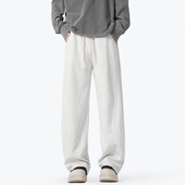 WAALEVANA 解构复古宽松垂感抗皱阔腿休闲裤 美式 重磅弯刀运动卫裤