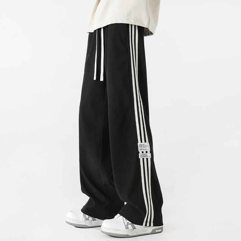 美式复古三条杠运动裤