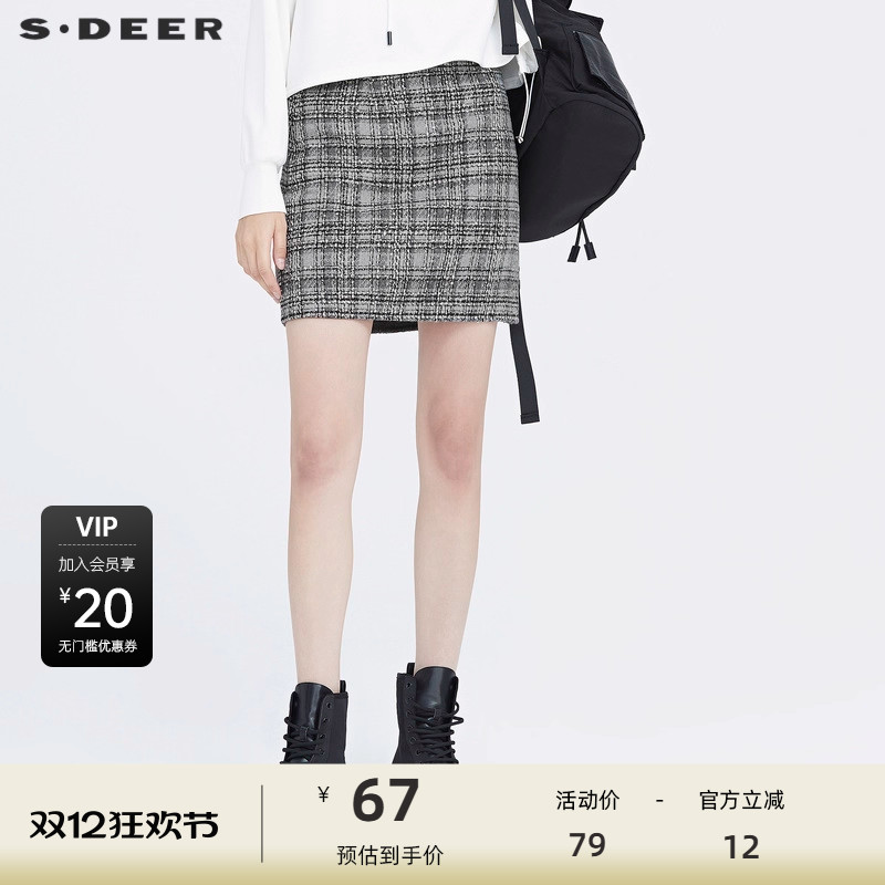 女装sdeer圣迪奥英伦复古格纹