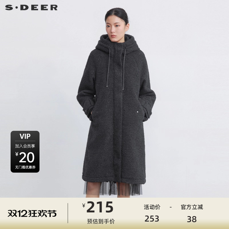 连帽大衣 对称插袋 摇粒绒