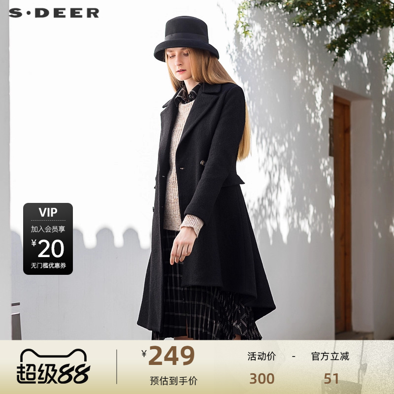 毛呢大衣 双排扣 不规则摆