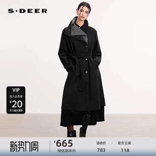 风衣S25381806 OL风立领收腰宽松长款 sdeer圣迪奥女装 25年新品