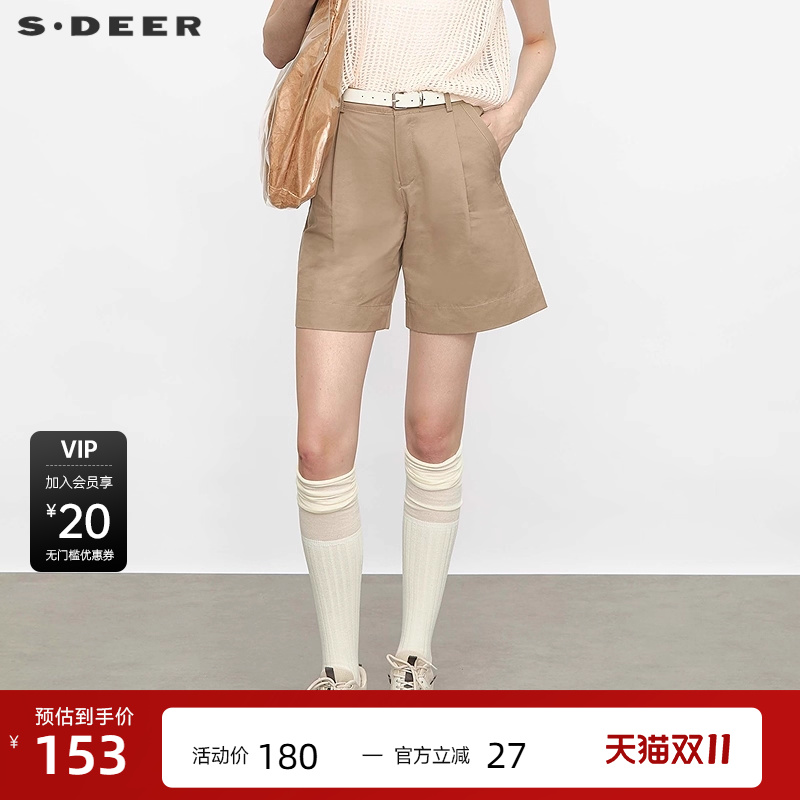 高腰短裤 压褶插袋 宽松版型