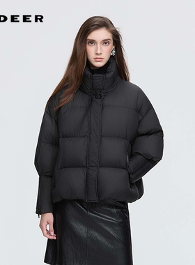 sdeer圣迪奥女装25年新品时尚立领宽松短款羽绒服面包服S254Z3107