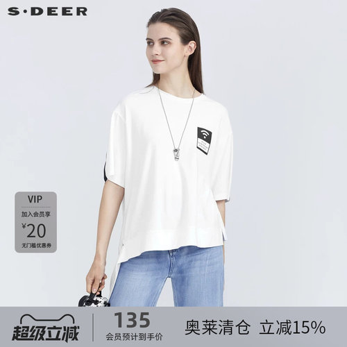 s.deer夏季简约个性圆领印