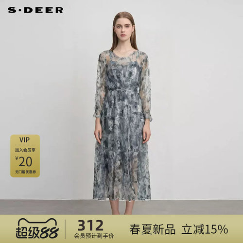 sdeer圣迪奥女装V领印花