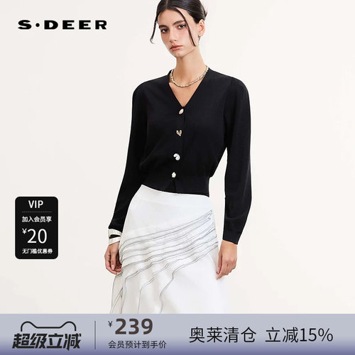 V领针织 复古纽扣 开衫设计