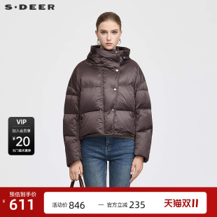 高领连帽抽绳宽松面包服S25463102 时尚 sdeer圣迪奥女装 25年新品
