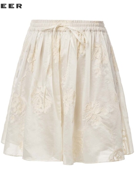 sdeer圣迪奥女装优雅套装绣花松紧插袋A字短裤S242Z0910