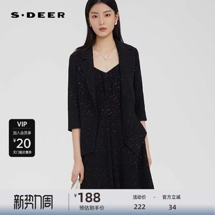 外套S231Z2229 领网纱不规则中袖 sdeer圣迪奥女装 OL风西装