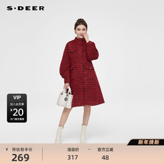【新年款】sdeer圣迪奥小香风立领泡泡袖长款羽绒服S224Z2428