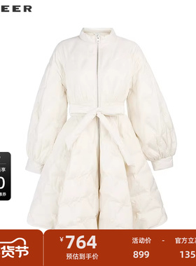 sdeer圣迪奥女装时尚立领收腰菱形宽松羽绒服S244Z2418
