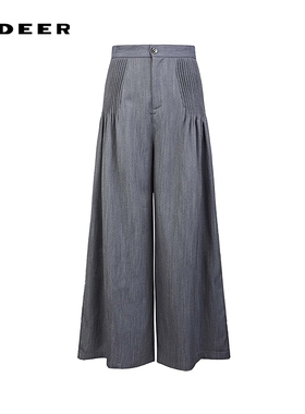 sdeer圣迪奥女装25年新品OL风松紧拼接压褶阔腿休闲长裤S252Z0815