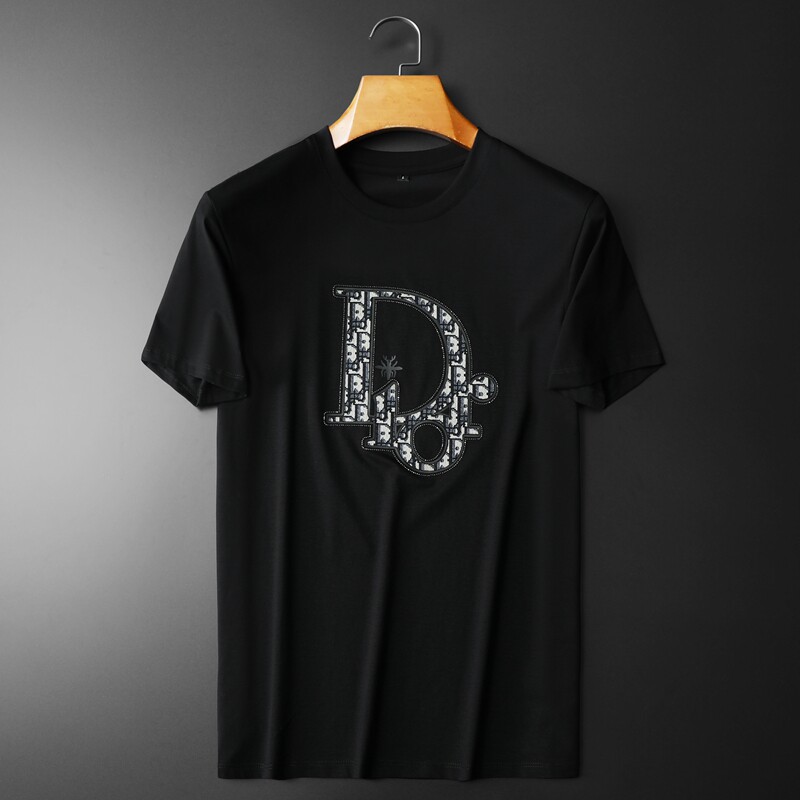 2025年新款双丝光棉短袖T恤6606-P80M-5XL黑色，男装T恤，钱塘6026