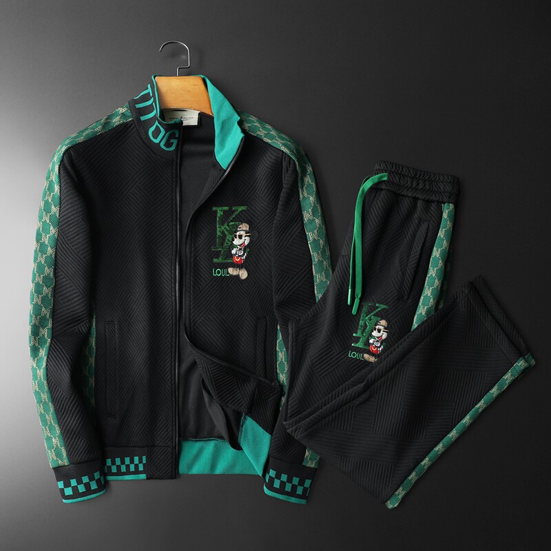 2025年秋装新款男士运动休闲套装黑/白钱塘6026-6329-P250，男装休闲套装，钱塘6026