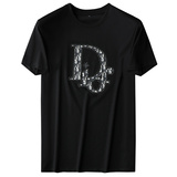 2025年新款双丝光棉短袖T恤6606-P80M-5XL黑色，男装T恤，钱塘6026