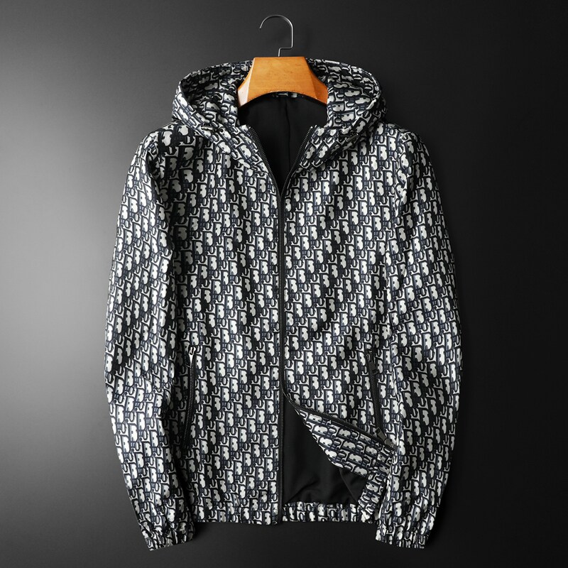 2024秋季新款 男士休闲连帽印花夹克 M-5XL JK8037-P175（黑底）图片