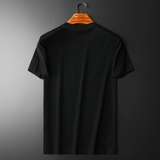 2025年新款双丝光棉短袖T恤6606-P80M-5XL黑色，男装T恤，钱塘6026