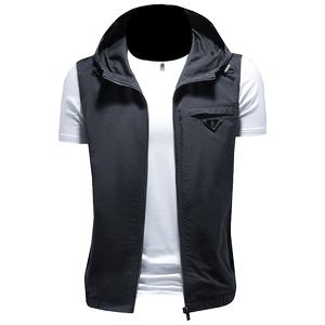 新款 男士连帽马甲背心   M-5XL 钱塘6026-9003-P140 （镂空图）图片