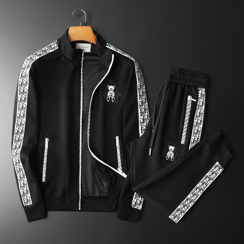 2024年春装新款男士运动休闲套装黑/白钱塘2020-6306-P250，男装休闲套装，钱塘6026