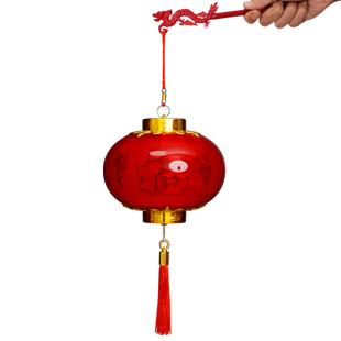 新年小红灯笼带灯发光电池儿童手提幼儿园玩具中国风挂饰阳台吊灯