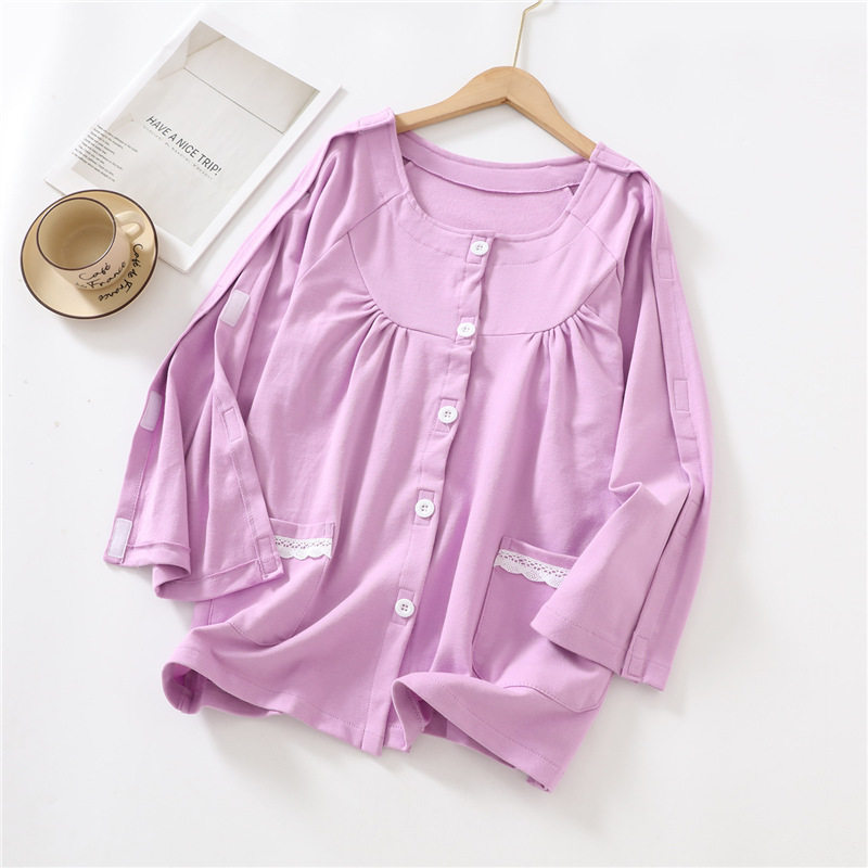 春秋棉毛瘫痪老人护理服上衣易透保暖套装