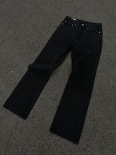 AMBSOM“New vintage”517高盎司水洗做旧黑灰微喇牛仔裤Cleanfit