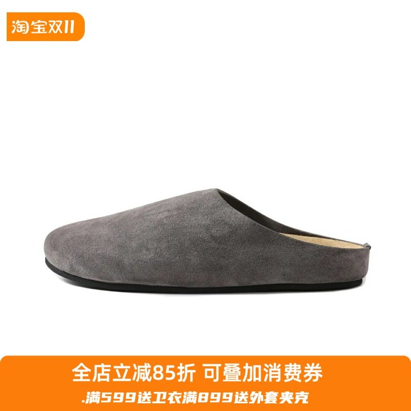 AMBSOM*意大利进口牛皮穆勒拖鞋一脚蹬半拖包头勃肯慵懒随意男女
