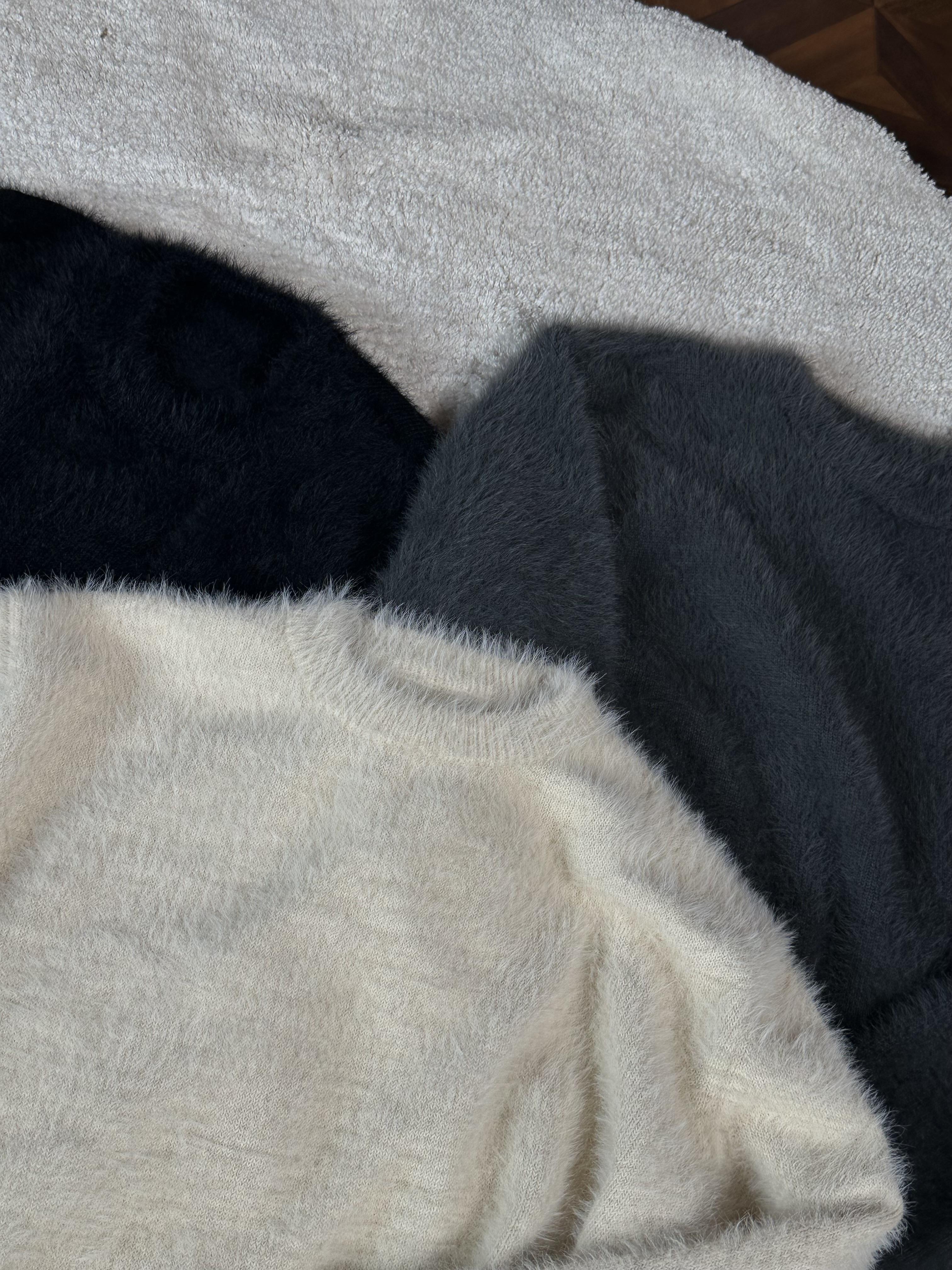 AMBSOM高级感貂毛毛衣软糯亲肤