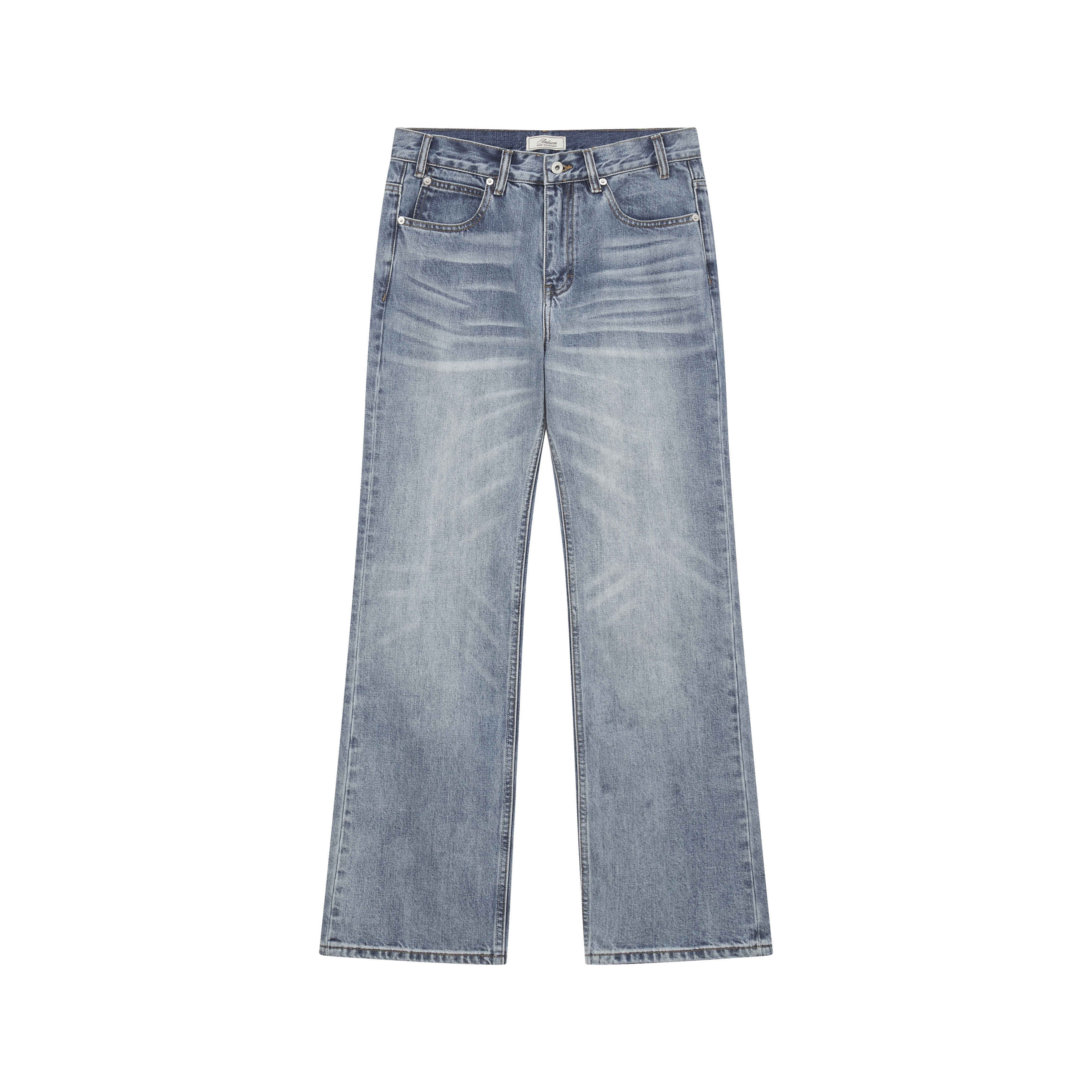 亏本特价清仓AMBSOM冰蓝色微喇517牛仔裤水洗做旧Vintage牛仔裤