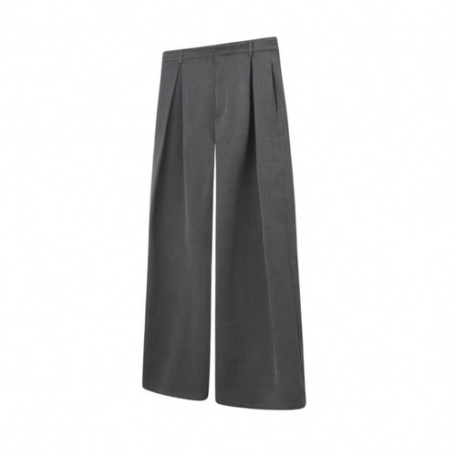 AMBSOM 立体工字褶A字廓形弯刀TR西裤通勤休闲裤男女同款