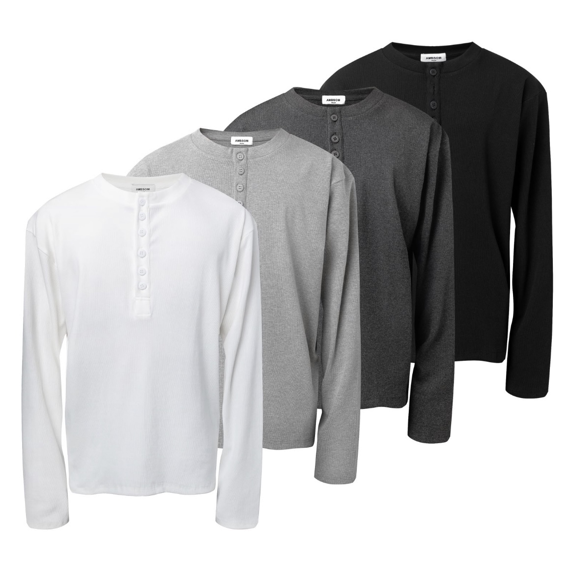 AMBSOM HENRY SLEEVE 亨利领长袖 柔软舒适百搭 显身材 多色可选