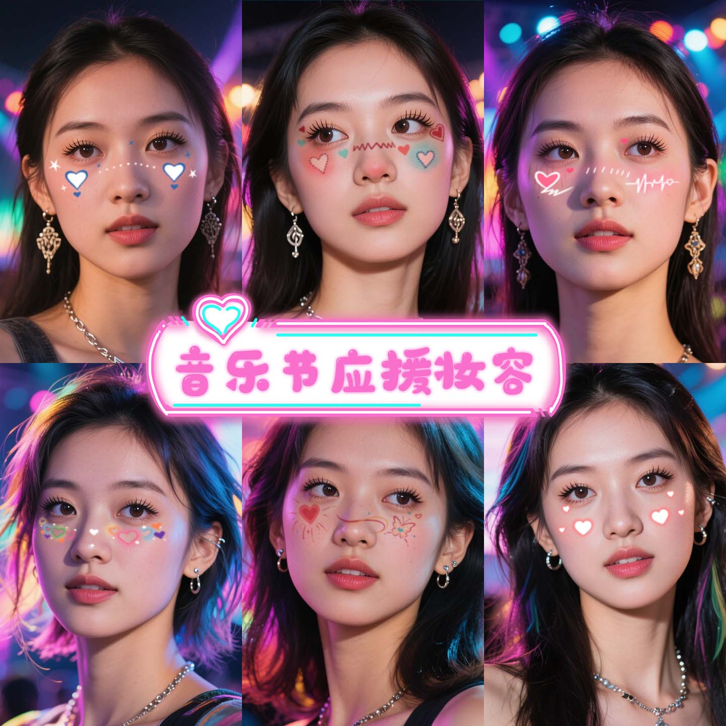 XMXP音乐节演唱会彩色妆容脸贴纸