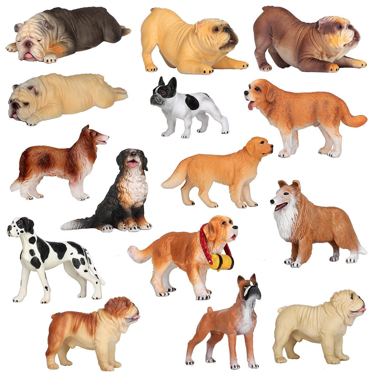 仿真狗模型 斗牛金毛圣伯纳小狗家禽农场宠物玩具拳师犬苏牧小号