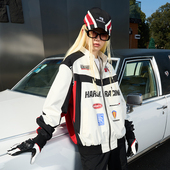 曾可妮 喻言 李思阳 harshandcruel拼接赛车服夹克外套 汪苏泷