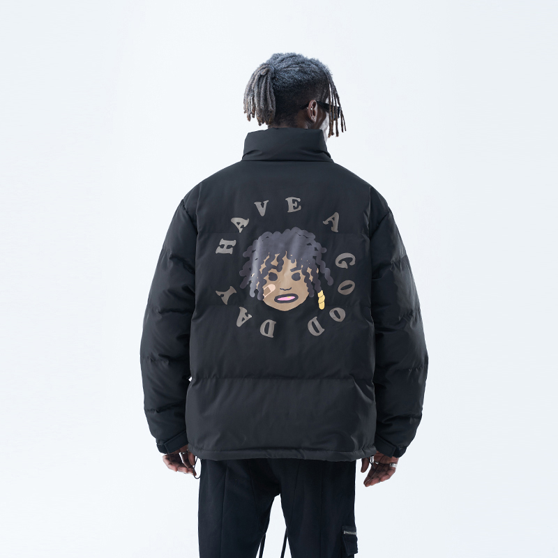 街头手绘发泡立领羽绒服